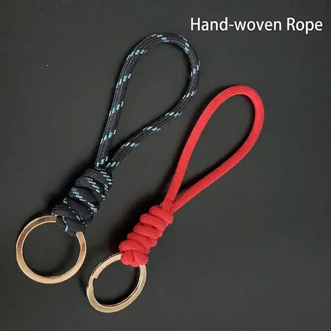 Hand Woven Keychain Lanyard Zinc Alloy Paracord Key Ring For Car Key Anti-lost Strap Decorative Accessory Festival Gift