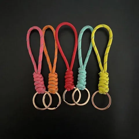 Hand Woven Keychain Lanyard Zinc Alloy Paracord Key Ring For Car Key Anti-lost Strap Decorative Accessory Festival Gift