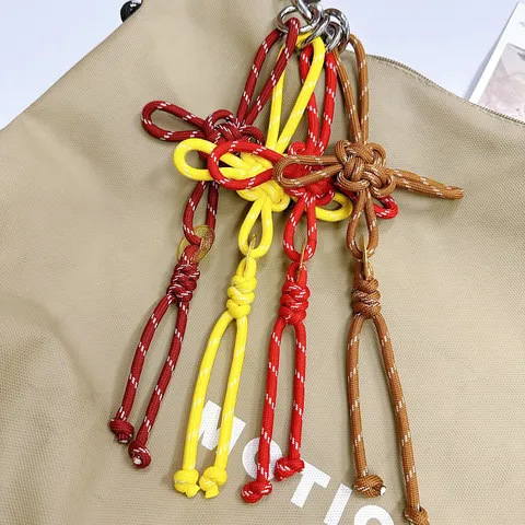 Handmade Woven Chinese Knot Bag Pendant Polyester Bow Charm Ethnic Style Keychain For Bags Car Keys Women Gift Accessories