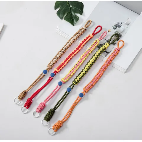 Adjustable Braided Wrist Lanyard For Phone Camera Bag Outdoor Anti-Lost Hand-Woven Strap With Gasket Card Unisex Accessory