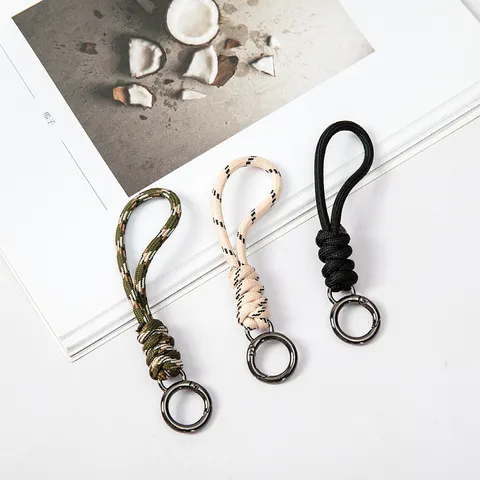Hand-Woven Polyester Keychain Lanyard Anti-Lost Ring Buckle Spring Chain For Car Keys Women Men Creative Braided Accessory