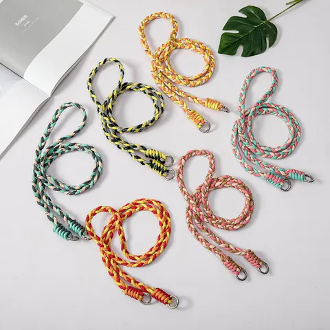 Universal Braided Phone Lanyard Strap Crossbody Neck Hanging Chain With Metal Ring Transparent Patch For Mobile Phone Accessories Women Men