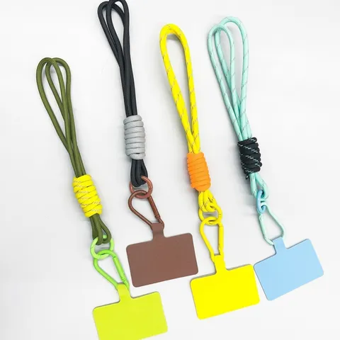 Handmade Braided Colorful Rope Phone Lanyard Zinc Alloy Keychain For Women Men Backpack Bag Pendant Accessories Gift