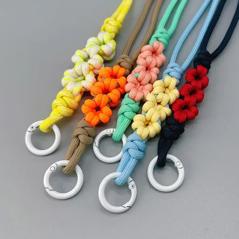 Handmade Woven Daisy Phone Wrist Strap Braided Lanyard Zinc Alloy Buckle For Keys Bags Women Fresh Style Hanging Cord