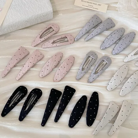 Barrettes à Cheveux Coréennes à Pois Doux pour Femmes Filles Tissu Ovale Goutte d'Eau Triangle Accessoires pour Cheveux