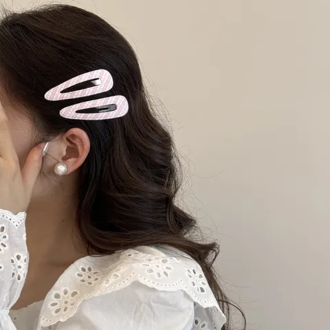 Douce Nuage Étoile Carré Goutte D'eau Pinces À Cheveux Mélange De Coton Tissu Métal BB Snap Clips Motif À Carreaux Rose Épingles À Cheveux Femmes