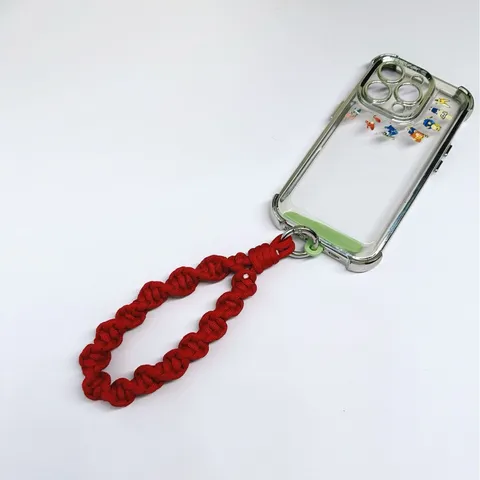 Cordón de Muñeca para Teléfono Trenzado a Mano Creativo Correa Anti-Pérdida Corta de Aleación de Zinc Llavero de Metal para Funda de Teléfono Llaves Cámara