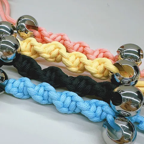 Handmade Woven Bag Strap Replacement Polyester Handle With Metal Beads For Women Handbags Short Tote Handle Accessories