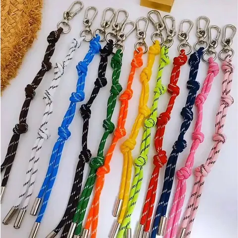 Fashionable Braided Rope Bag Charm For Women Adjustable Carabiner Metal Clip Handbag Lanyard Woven Keyring Accessory