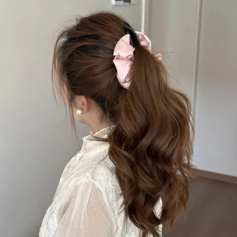Korean Style Satin Ruffled Banana Clip For Women Polka Dot Pleated Hair Clip Sweet Ponytail Holder Hair Accessories