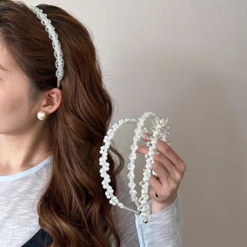 Franse Luxe Kunstparel Strass Haarband Elegant High Skull Top Haareis Voor Vrouwen Dagelijks Banket Haaraccessoires