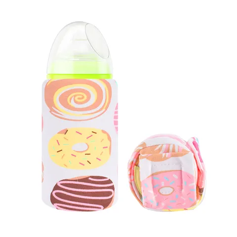 Housse Chauffe-biberon USB Portable Sac Chauffe-lait Isolé à Température Constante pour Voyage Hiver Coton Motif Dessin Animé