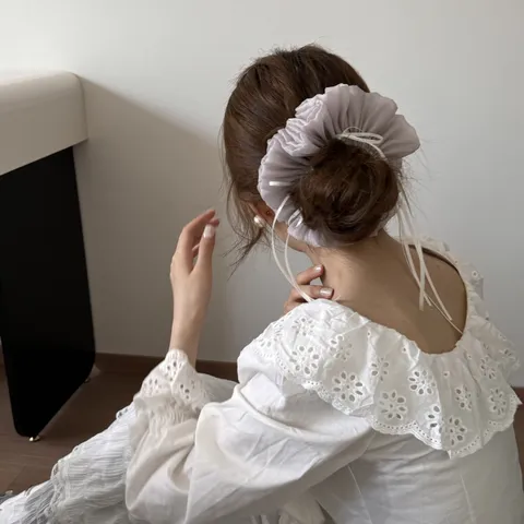Französischer Balletcore Bandschleife Haargummi Mesh Tüll Flauschig Haargummi Süßes Mädchen Haarschmuck Für Damen Haarstyling