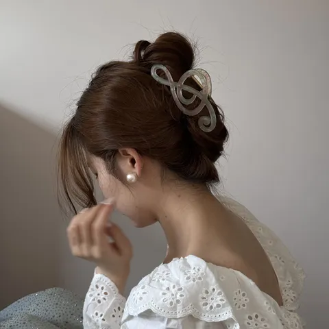 Pinza de Pelo Elegante con Forma de Nota Musical Clip de Resina Minimalista para Mujer Accesorios de Peinado