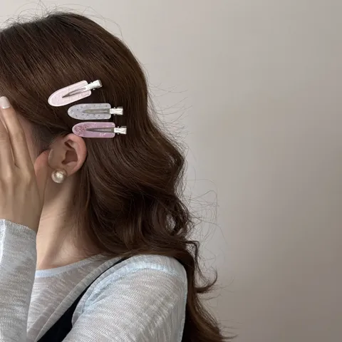 Korean Style Acrylic Bow Rhinestone Hair Clip Set 3-Piece Waterdrop Duckbill Clips For Women Side Fringe Hairpins Fashion Headwear