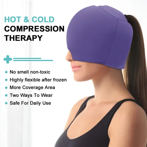 Kopfschmerzlindernde Kappe Für Migräne Physikalische Kühlung Eis Gel Wrap Heiß Kalt Kompressionstherapie Weich Dehnbar Sinus Stressabbau Kopfmassage Hut