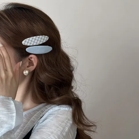 Barrettes à Cheveux BB Rétro à Carreaux de Style Coréen Pour Femmes Filles Pinces à Cheveux Simples en Polyester Bleu Accessoires de Coiffure