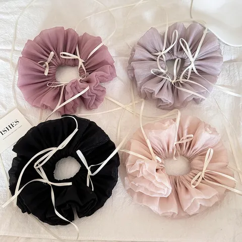 Französischer Balletcore Bandschleife Haargummi Mesh Tüll Flauschig Haargummi Süßes Mädchen Haarschmuck Für Damen Haarstyling