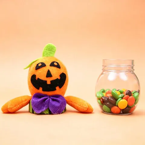 Halloween Cartoon Creative Pumpkin Witch Vampire Black Cat Plush Candy Jar Plastic Jar For Party Desktop Decoration Gift Packaging