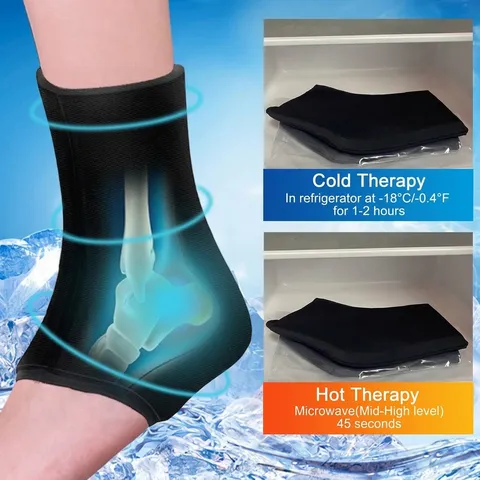 Solid Gel Ankle Ice Wrap Hot Cold Compress Therapy Elastic Ankle Sleeve For Pain Relief Swelling Sprains Men Women Ankle Support Brace