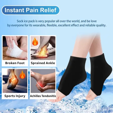 Solid Gel Ankle Ice Wrap Hot Cold Compress Therapy Elastic Ankle Sleeve For Pain Relief Swelling Sprains Men Women Ankle Support Brace