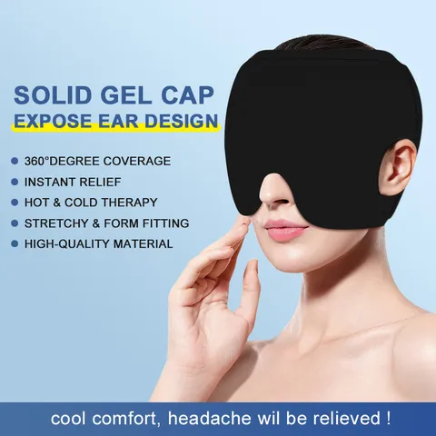 Gel Migräne Linderung Kappe 360 Grad Kaltkompression Kopfschmerz Hut Für Spannung Sinus Stressabbau Open Ear Design Therapie Wrap