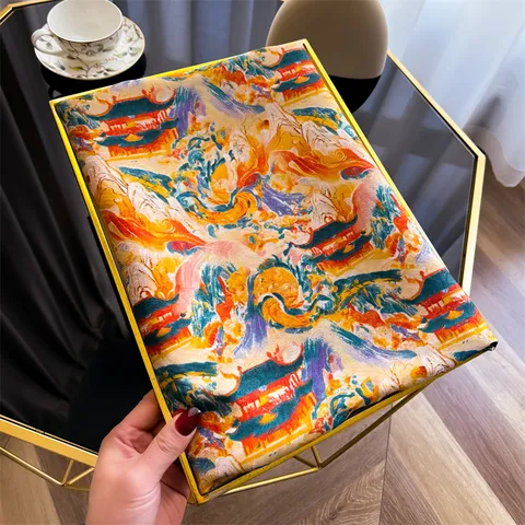 Dames Grote Satijnen Sjaal Vintage Chinese Stijl Drakenschubben Patroon Zonbescherming Shawl Polyester Lichtgewicht Bedrukte Sjaal Voor Reizen Dagelijks