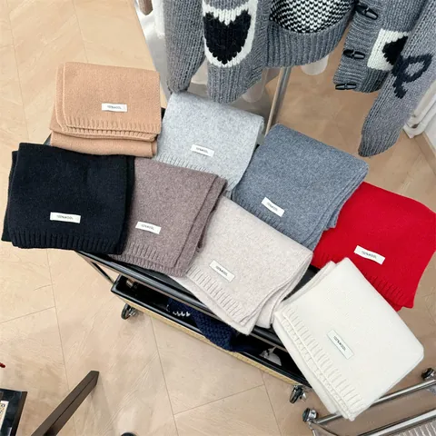 Pure 100% Australian Wool Knit Scarf For Women Men Winter Warm Solid Color Soft Breathable Ribbed Trim Scarf Neck Warmer Accessory