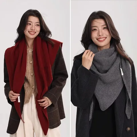 Hochwertiges Reines Woll Dreieckstuch Für Damen Winter Warm Gestreifter Einfarbiger Schal Vielseitiges Umschlagtuch Accessoire