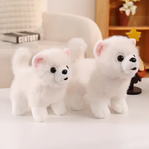 Realistische Weiße Pommern Hund Plüschtier Simulation Welpen Kuscheltier Puppe Für Kinder Home Dekor Geschenk