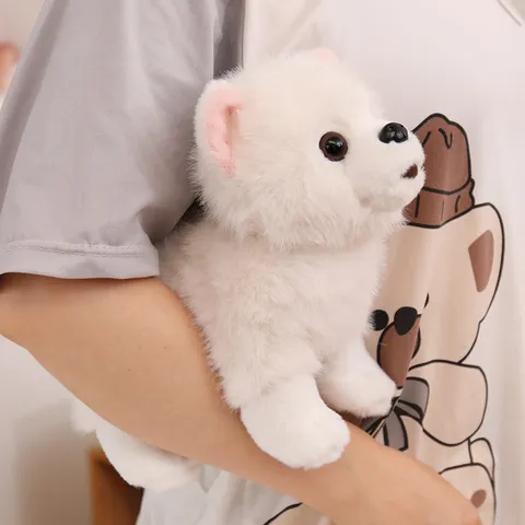 Realistische Weiße Pommern Hund Plüschtier Simulation Welpen Kuscheltier Puppe Für Kinder Home Dekor Geschenk