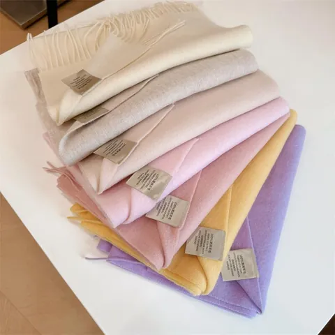 Elegant Pure Australian Wool Solid Color Scarf For Women Winter Warm Tassel Shawl Wrap Soft Pashmina Fashion Accessory Gift
