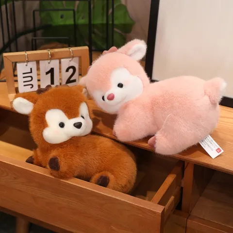 Simpatico Peluche Cervo Sdraiato Cuscino per Dormire Renna per Bambini Morbida Bambola di Cervo Kawaii Regalo di Compleanno