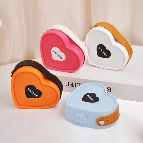 Mini Heart Shaped Portable Jewelry Box Travel Mirror Storage Organizer Case For Earrings Necklace Rings Lipsticks Women Girls Jewelry Storage Box
