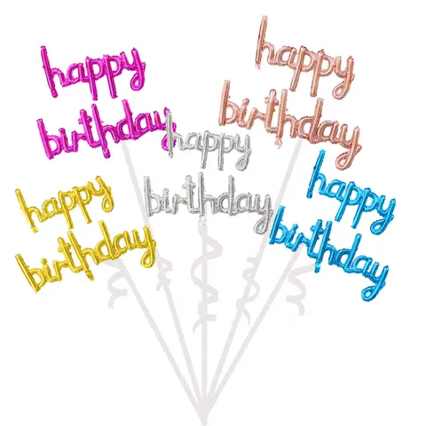 Connected Script Happy Birthday Balloon Aluminum Foil Cursive Letter Balloons For Birthday Party Backdrop Decor Supplies