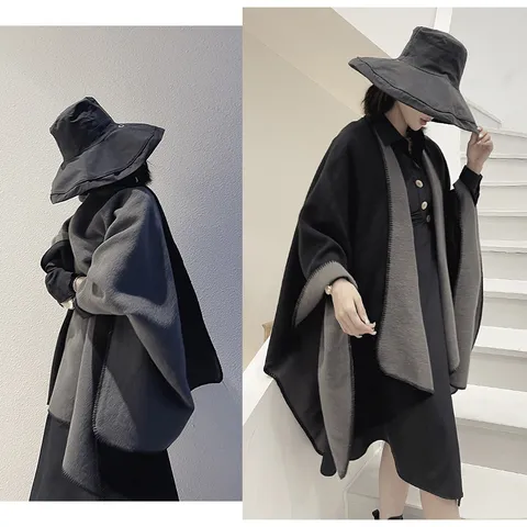 Vintage Ethnic Jacquard Shawl Cape For Women Reversible Geometric Tassel Poncho Wrap Oversized Soft Acrylic Blanket Scarf