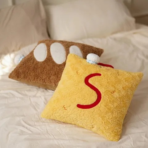 Almohada de Peluche Creativa con Forma de Comida Camarón Frito Baguette Cojín Suave para Sofá Decoración del Hogar Regalo