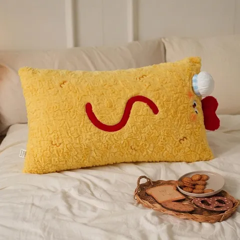 Almohada de Peluche Creativa con Forma de Comida Camarón Frito Baguette Cojín Suave para Sofá Decoración del Hogar Regalo