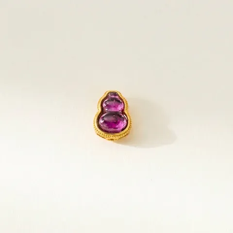 925 Sterlingsilber Vergoldet Amethyst Kürbis Abstandsperle Inlaid Lila Edelstein DIY Schmuckherstellung Zubehör