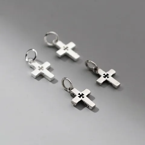 925 Argento Sterling Retrò Croce Ciondolo Solo Senza Catena per Gioielli DIY Traforato Vintage Argento Materiali
