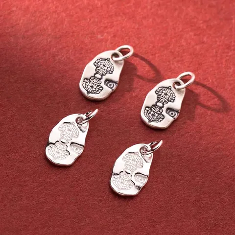 S925 Sterling Silver Vajra Pestle Pendant For DIY Jewelry Making Antique Religious Buddhist Charm For Bracelet Necklace Accessories