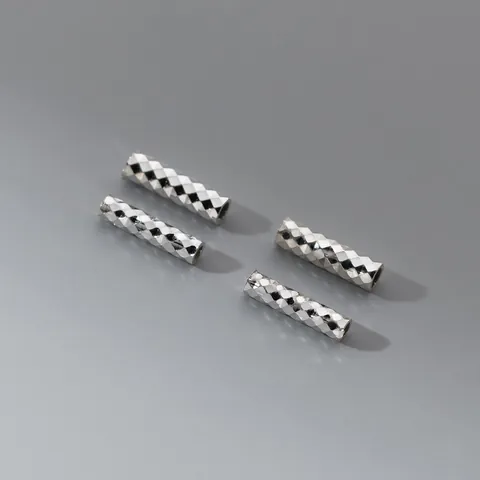 925 Sterling Silver Spacer Tube Beads Diamond Cut Engraved Cylinder Straight Tube For DIY Jewelry Making Bracelet Handmade Accessories