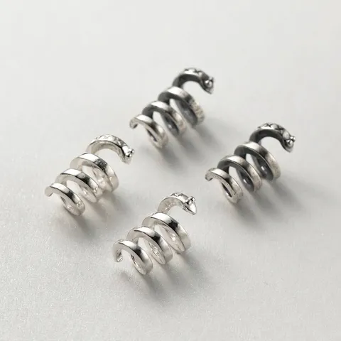 Vintage S925 Sterling Silver Snake Spiral Spacer Bead For DIY Bracelet Handwoven String Craft Accessories Jewelry Making Beads