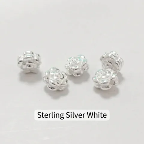 S925 Sterling Silver Rose Flower Spacer Beads Vintage Thai Silver Flat Beads DIY Handmade Jewelry Accessories Making Components