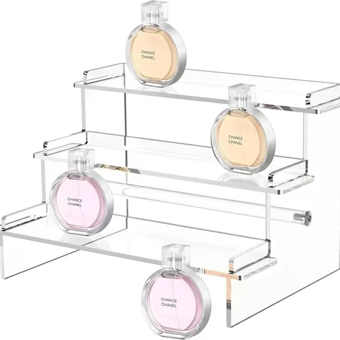 Transparent Acrylic Display Riser Clear Tiered Stand For Perfume Action Figures Cosmetics Organizer Modern Desktop Rack