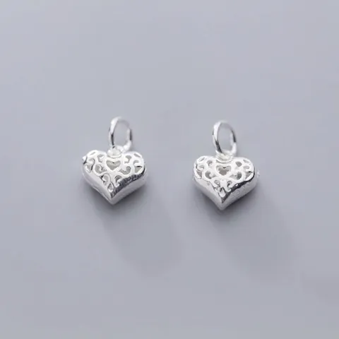 Colgante de Corazón Calado Minimalista de Plata de Ley 925 Dijes para Fai da Te Fabricación de Joyería Artesanal Accesorios