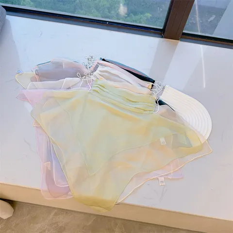 Women Sun Protection Face Mask Chiffon Neck Gaiter UV Protective Breathable Adjustable Veil For Driving Cycling Outdoor