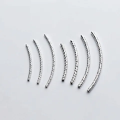 925 Sterling Silver Diamond Cut Rhombus Curved Tube Jewelry Findings Textured Spacer Tube Beads For Handcrafted DIY Bracelet Making Accessories