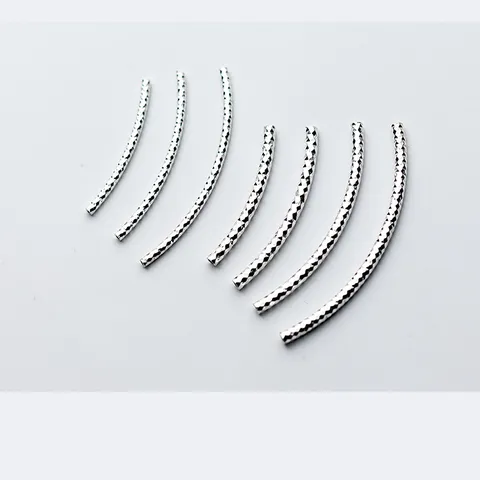 925 Sterling Silver Diamond Cut Rhombus Curved Tube Jewelry Findings Textured Spacer Tube Beads For Handcrafted DIY Bracelet Making Accessories