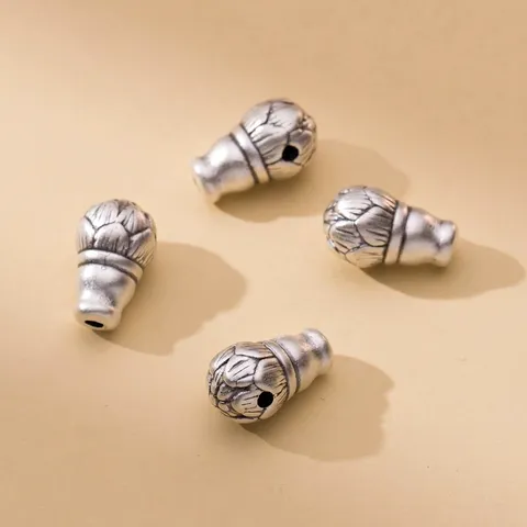 999 Feinsilber 3D Hart Silber Lotusknospe Perle Retro Chinesischer Stil DIY Schmuckherstellung Zubehör Für Gebetsperlen